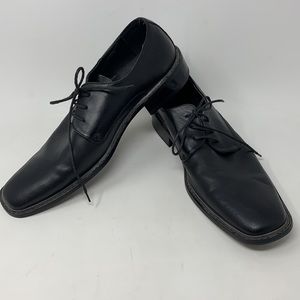 Perry Ellis Black Leather Modern Business Professional Formal Dress Oxfords 11.5
